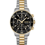 Hugo Boss Admiral Black Dial Two Tone Steel Strap Watch for Men - 1513908