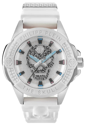 Philipp Plein The Skull White Dial White Silicone Strap Watch for Men - PWAAA1521