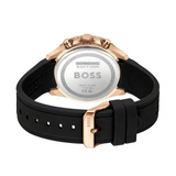 Hugo Boss Runner Chronograph Black Dial Black Silicone Strap Watch for Men - 1514168