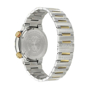 Versace Greca Logo Diver Quartz Black Dial Two Tone Steel Strap Watch for Men - VE8G00424