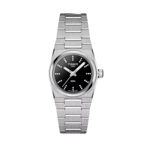 Tissot PRX Quartz Diamonds Black Dial Silver Steel Strap Watch for Women - T137.010.11.056.00