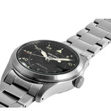 Seiko 5 Sports Flieger Automatic Black Dial Silver Steel Strap Watch for Men - SRPH27K1