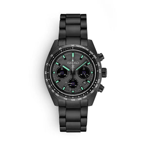 Seiko Prospex Speedtimer The Black Series Limited Edition Black Dial Black Steel Strap Watch for Men - SSC917