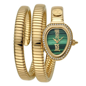Just Cavalli Solo Green Dial Gold Steel Strap Watch for Women - JC1L167M0025