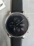 Hugo Boss Integrity Chronograph Black Dial Black Leather Strap Watch for Men - 1513777
