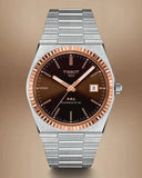 Tissot PRX Powermatic 80 18K Gold Brown Dial Silver Steel Strap Watch for Men - T931.407.41.291.00