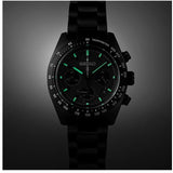 Seiko Prospex Speedtimer The Black Series Limited Edition Black Dial Black Steel Strap Watch for Men - SSC917