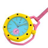 Swatch x AP Royal Pop Blue Dial Pink Leather Strap Watch for Women - Otg Roz