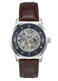 Hugo Boss Principle Skeleton Blue Dial Brown Leather Strap Watch for Men - 1514305