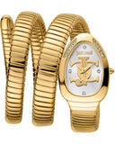 Just Cavalli Glam Evo 5 Silver Dial Gold Steel Strap Watch for Women - JC1L228M0035