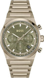 Hugo Boss Candor Chronograph Green Dial Brown Steel Strap Watch for Men - 1514222
