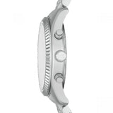 Michael Kors Lexington Chronograph Silver Dial Silver Steel Strap Watch For Men - MK8789