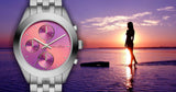 Marc Jacobs Peeker Chronograph Pink Dial Silver Steel Strap Watch for Women - MBM3372
