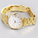 Marc Jacobs Baker White Dial Gold Steel Strap Watch for Women - MBM3247