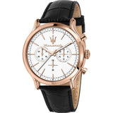Maserati Epoca Chronograph White Dial Black Leather Strap Watch For Men - R8871618016