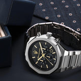 Maserati Stile Chronograph Black Dial Silver Steel Strap Watch For Men - R8873642010