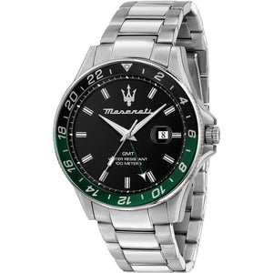 Maserati SFIDA Chronograph Black Dial Silver Steel Strap Watch For Men - R8853140005