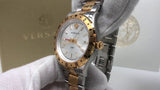 Versace Hellenyium GMT Silver Dial Two Tone Steel Strap Watch for Men - V11030015