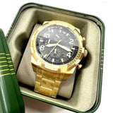 Fossil Bronson Chronograph Black Dial Gold Steel Strap Watch for Men - FS5877