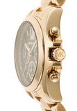 Michael Kors Bradshaw Chronograph Green Dial Gold Steel Strap Watch For Women - MK7257