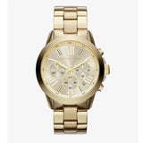 Michael Kors Bradshaw Chronograph Gold Dial Gold Steel Strap Watch For Women - MK5777
