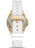 Michael Kors Mini Pilot Quartz Silver Dial White Silicone Strap Watch For Women - MK7372