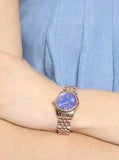 Michael Kors Lexington Quartz Blue Dial Rose Gold Steel Strap Watch For Women - MK3272