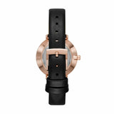 Michael Kors Pyper Three Hand White Dial Black Leather Strap Watch For Women - MK2835