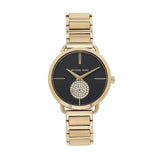 Michael Kors Portia Black Dial Gold Steel Strap Watch for Women - MK3788