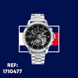 Tommy Hilfiger Henry Chronograph Black Dial Silver Steel Strap Watch For Men - 1710477