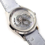 Gucci G Timeless Automatic Mother of Pearl Dial Blue Leather Strap Watch For Women - YA1264113