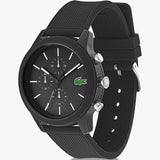 Lacoste 12.12 Chronograph Black Dial Black Silicone Strap Watch for Men - 2010972