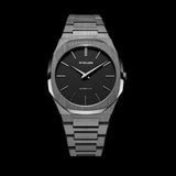 D1 Milano Ultra Thin Re-Gun Black Dial Gray Steel Strap Watch for Men - D1-UTBJ41