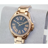 Michael Kors Kacie Three Hand Black Dial Rose Gold Steel Strap Watch for Women - MK6930