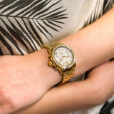 Michael Kors Everest Chronograph White Dial Gold Steel Strap Watch For Women - MK7212