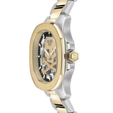 Philipp Plein High-Conic Automatic Gold Dial Silver & Gold Stainless Steel Strap Watch For Men - PWRAA0323