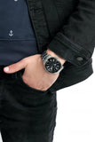 Fossil Grant Sport Chronograph Black Dial Silver Steel Strap Watch for Men - FS5236
