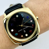 Marc Jacobs Mandy Black Dial Black Leather Strap Watch for Women - MJ1597