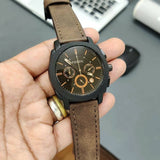 Fossil Machine Flight Chronograph Brown Dial Brown Leather Strap Watch for Men - FS4656
