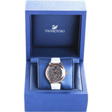 Swarovski Crystalline Hours Quartz Grey Dial Black Leather Strap Watch for Women - 5344635