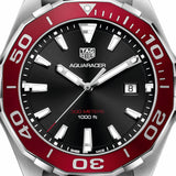 Tag Heuer Aquaracer Black Dial Silver Steel Strap Watch for Men - WAY101B.BA0746