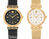 Versace Greca Meander Black Dial Black Leather Strap Watch for Women - VELW00420