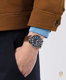 Versace Greca Sport Analog Blue Dial Brown Leather Strap Watch For Men - VEZ300121