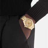 Versace Greca Time Quartz Gold Dial Gold Steel Strap Watch For Men - VE3K00522