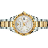 Versace Hellenyium GMT Silver Dial Two Tone Steel Strap Watch for Men - V11030015