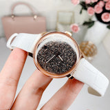 Swarovski Crystalline Hours Quartz Grey Dial Black Leather Strap Watch for Women - 5344635