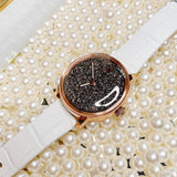 Swarovski Crystalline Hours Quartz Grey Dial Black Leather Strap Watch for Women - 5344635