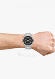 Guess Horizon Chronograph Quartz Black Dial Silver Steel Strap Watch For Men - W0379G1