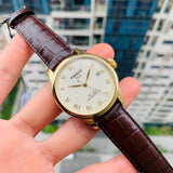 Tissot Le Locle Powermatic 80 Gold Dial Brown Leather Strap Watch For Men - T006.407.36.263.00