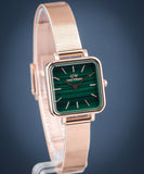 Daniel Wellington Quadro Studio Green Dial Rose Gold Mesh Strap Watch For Women - DW00100520